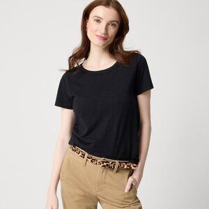 J. Crew Short-Sleeve Girlfriend Crewneck Tee in Black